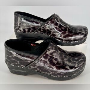 Sanita Black and Gray Professional Mules with Glossy Finish